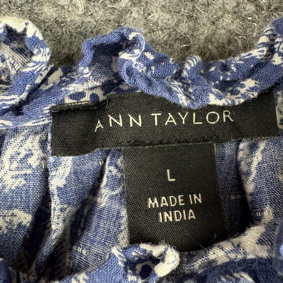 Ann Taylor Dress Women L Blue Floral Boho Cottagecore Romantic‎ Feminine Fairy - Picture 5 of 15